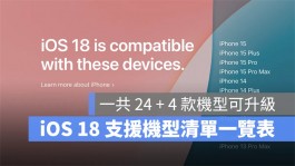 iOS 18支援机型、可以升级的28款机种清单一次看